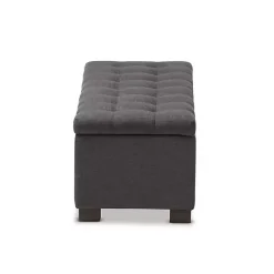 Kirklands Home Entryway Furniture|Dark Tufted Contemporary Storage Bench Gray