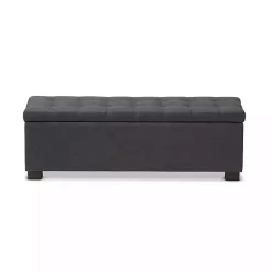Kirklands Home Entryway Furniture|Dark Tufted Contemporary Storage Bench Gray