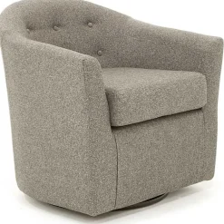 Kirklands Home Accent Chairs|Dark Tufted Swivel Barrel Accent Chair Gray