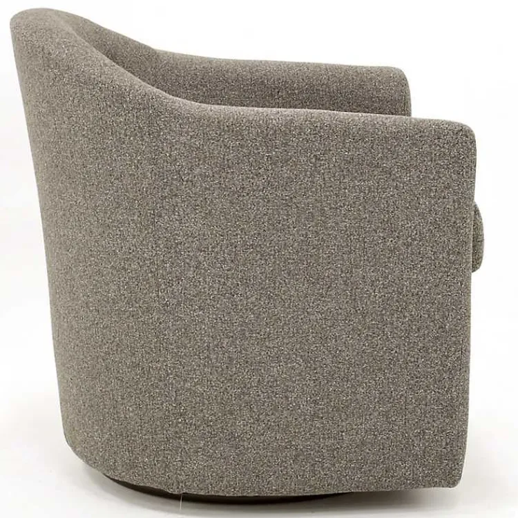 Kirklands Home Accent Chairs|Dark Tufted Swivel Barrel Accent Chair Gray
