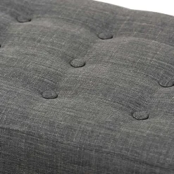 Kirklands Home Benches & Ottomans|Dark Tufted Walnut Wood Bench Gray