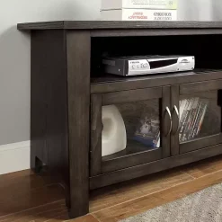 Kirklands Home Tv Stands & Media Consoles|Dark Wood 4-Door Media Cabinet Gray