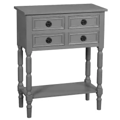 Kirklands Home Console Tables|Dark Wood 4-Drawer Barrett Console Table Gray