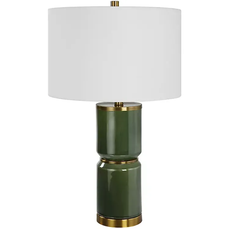 Kirklands Home Table Lamps|Dark Green and Gold Eva Table Lamp White