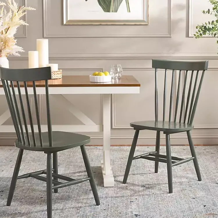 Kirklands Home Dining Chairs|Dark Parker Spindle Dining Chairs, Set of 2 Green