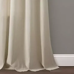 Kirklands Home Curtains & Drapes|Dark Linen Lace Curtain Panel Set, 84 in. Tan