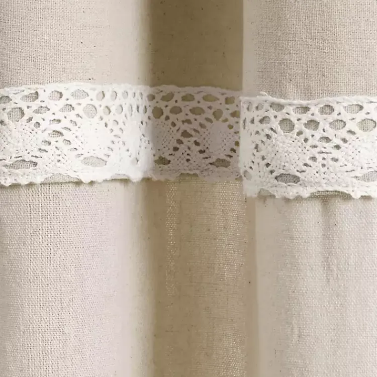 Kirklands Home Curtains & Drapes|Dark Linen Lace Curtain Panel Set, 84 in. Tan