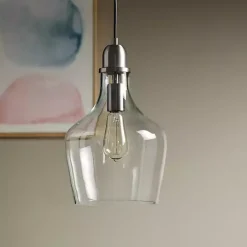 Kirklands Home Chandeliers & Pendant Lighting|Dark Metal Glass Avalon Pendant Light Gray