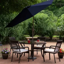 Kirklands Home Outdoor Accent Furniture|Dark Navy Tilt Hand Crank Outdoor Umbrella