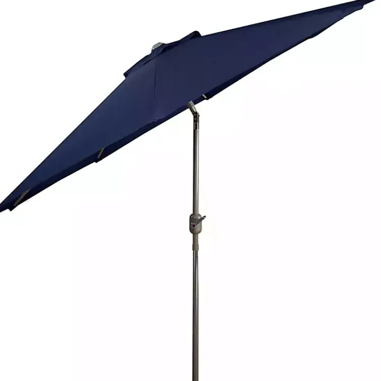 Kirklands Home Outdoor Accent Furniture|Dark Navy Tilt Hand Crank Outdoor Umbrella