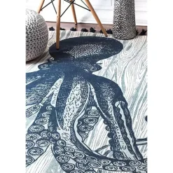 Kirklands Home Area Rugs|Dark Octopus Thomas Paul Area Rug, 5x8 Blue