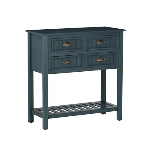Kirklands Home Console Tables|Dark Teal Beadboard Console Table Blue