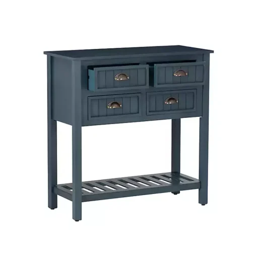 Kirklands Home Console Tables|Dark Teal Beadboard Console Table Blue