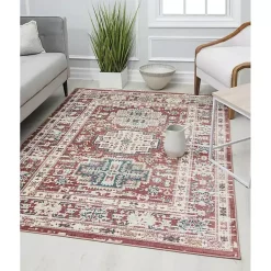 Kirklands Home Area Rugs|Dark Terra Cotta Borde Area Rug, 8x10 Red