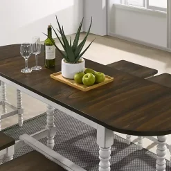 Kirklands Home Dining Tables|Dark Walnut & White Wood Ema Counter Height Table Brown