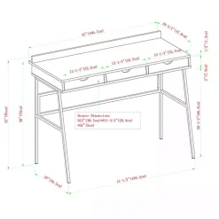 Kirklands Home Office Furniture|Dark Walnut Angled 3-Drawer Desk