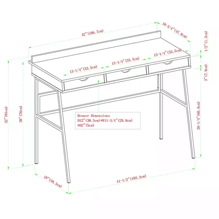 Kirklands Home Office Furniture|Dark Walnut Angled 3-Drawer Desk