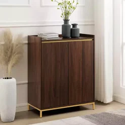 Kirklands Home Cabinets & Sideboards|Dark Walnut Capri 6-Bottle Cubby Cabinet Brown