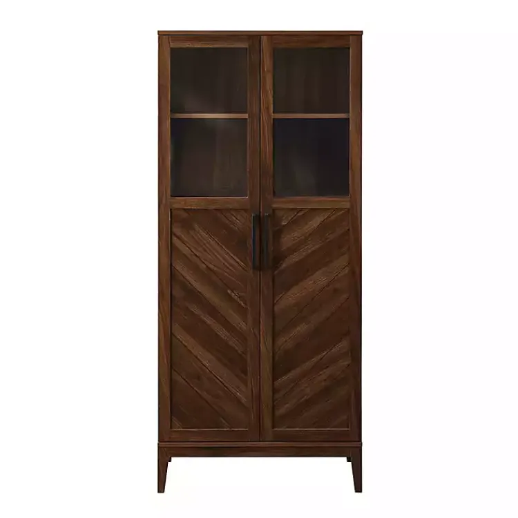 Kirklands Home Cabinets & Sideboards|Dark Walnut Chevron Wooden Storage Cabinet Brown