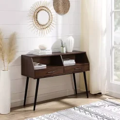 Kirklands Home Console Tables|Dark Walnut 2-Drawer Henry Console Table Brown