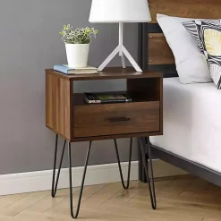 Kirklands Home Accent & End Tables|Dark Walnut Modern Farmhouse Side Table Brown