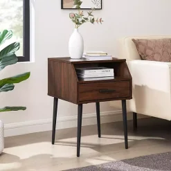 Kirklands Home Accent & End Tables|Dark Walnut Open Storage Accent Table Brown