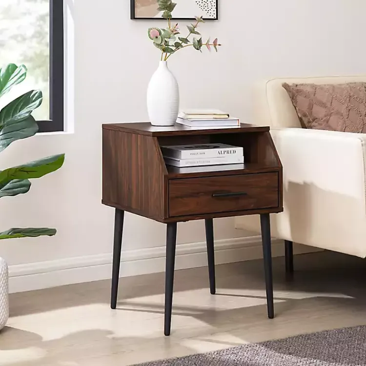 Kirklands Home Accent & End Tables|Dark Walnut Open Storage Accent Table Brown