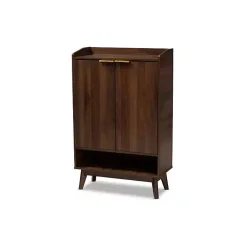 Kirklands Home Entryway Furniture|Dark Walnut 5-Shelf Wooden Shoe Cabinet Brown