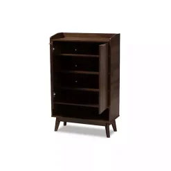 Kirklands Home Entryway Furniture|Dark Walnut 5-Shelf Wooden Shoe Cabinet Brown