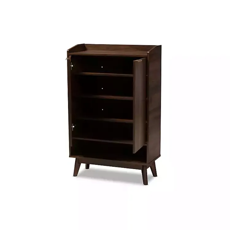 Kirklands Home Entryway Furniture|Dark Walnut 5-Shelf Wooden Shoe Cabinet Brown