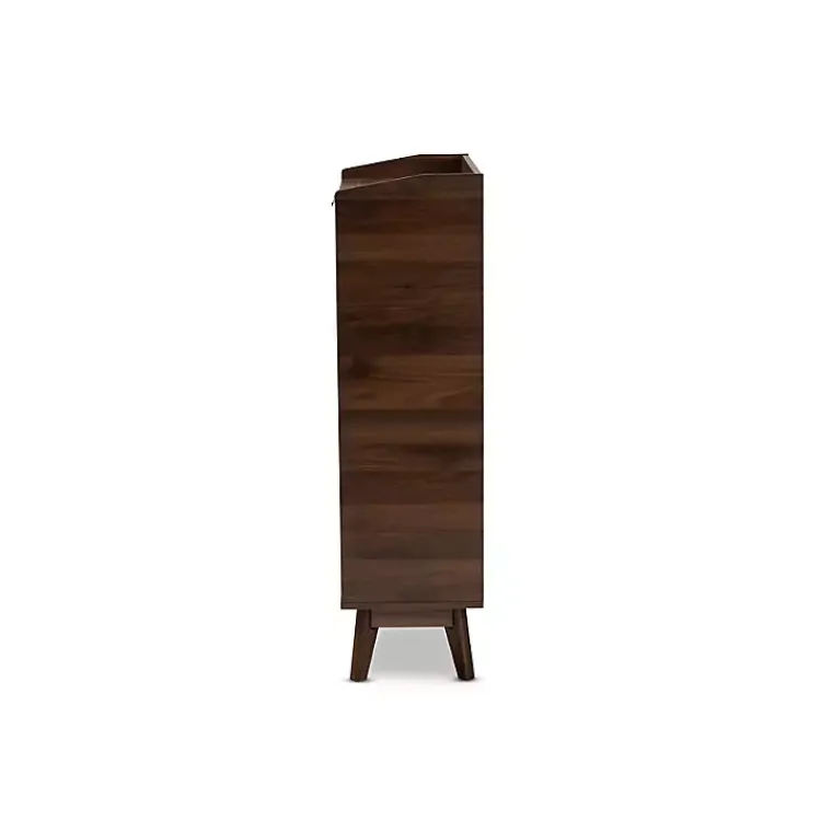 Kirklands Home Entryway Furniture|Dark Walnut 5-Shelf Wooden Shoe Cabinet Brown