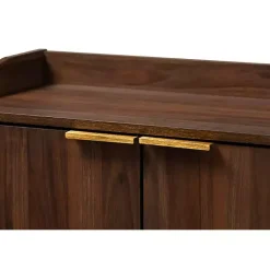 Kirklands Home Entryway Furniture|Dark Walnut 5-Shelf Wooden Shoe Cabinet Brown