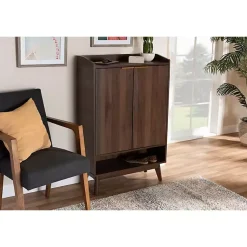 Kirklands Home Entryway Furniture|Dark Walnut 5-Shelf Wooden Shoe Cabinet Brown