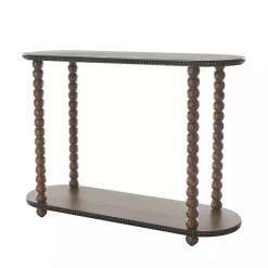 Kirklands Home Console Tables|Dark Wood Beaded Spindle Console Table Brown