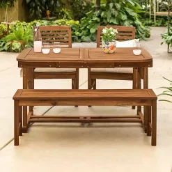 Kirklands Home Outdoor Dining|Dark Wood Slat Back 4-pc. Outdoor Dining Set Brown