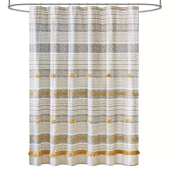 Kirklands Home Shower Curtains|Decorative Stripe Tassel Shower Curtain