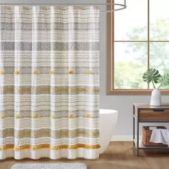 Kirklands Home Shower Curtains|Decorative Stripe Tassel Shower Curtain
