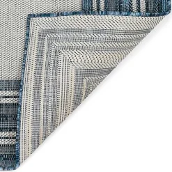 Kirklands Home Outdoor Rugs|Deep Aqua Threaded Frame Outdoor Area Rug, 6x9