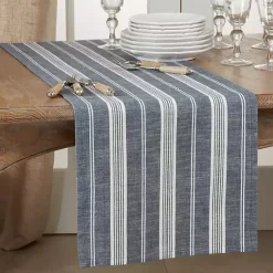 Kirklands Home Table Linens|Deep Blue Thin Striped Table Runner