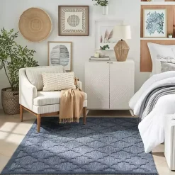 Kirklands Home Outdoor Rugs|Deep Navy Trellis Outdoor Area Rug, 4x6