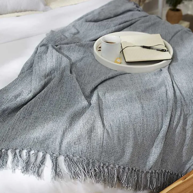 Sale Demin Chenille Fringe Throw Blankets & Throws