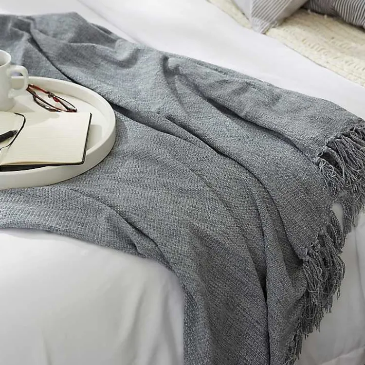 Sale Demin Chenille Fringe Throw Blankets & Throws