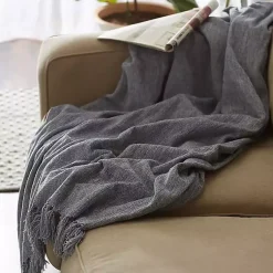 Sale Demin Chenille Fringe Throw Blankets & Throws