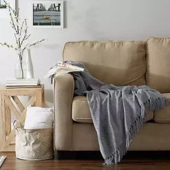 Sale Demin Chenille Fringe Throw Blankets & Throws