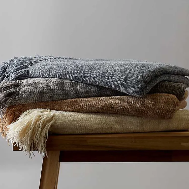 Sale Demin Chenille Fringe Throw Blankets & Throws