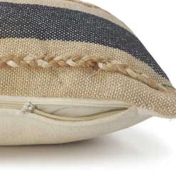 Online Denim Blue Braided Stripe Lumbar Pillow Pillows