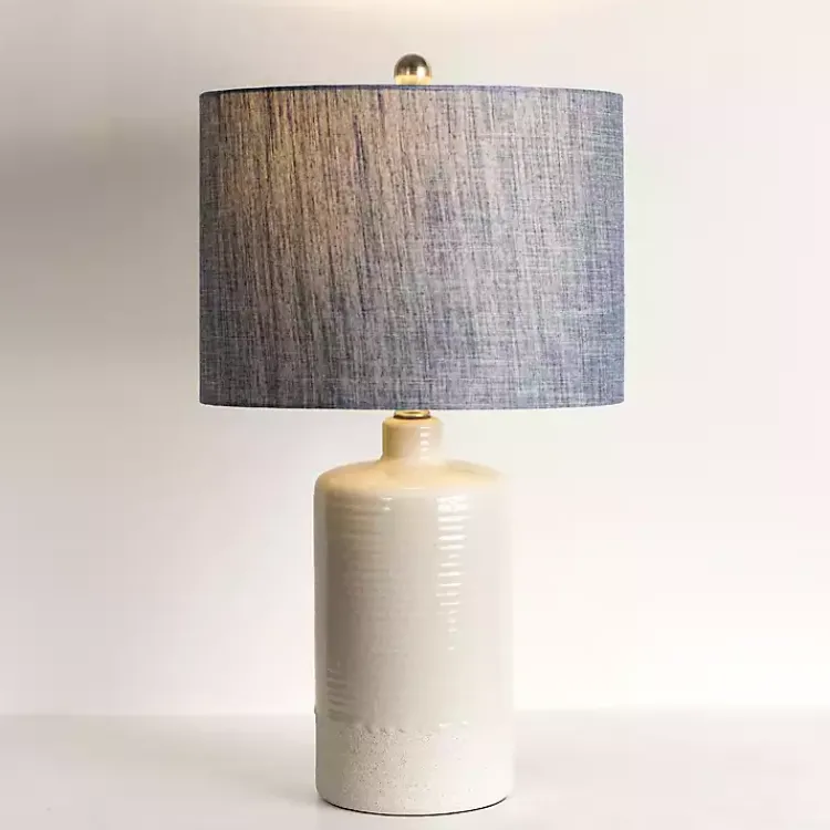 Kirklands Home Table Lamps|Denim Shade Ribbed Table Lamp Blue