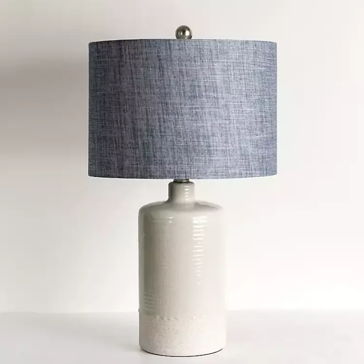 Kirklands Home Table Lamps|Denim Shade Ribbed Table Lamp Blue