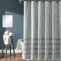 Kirklands Home Shower Curtains|Denim Vintage Stripe Shower Curtain Blue