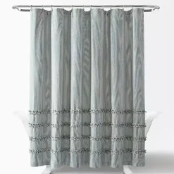 Kirklands Home Shower Curtains|Denim Vintage Stripe Shower Curtain Blue